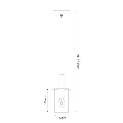 Suspension filaire ARCADIA 1xE27/60W/230V d. 13 cm noir/fumé