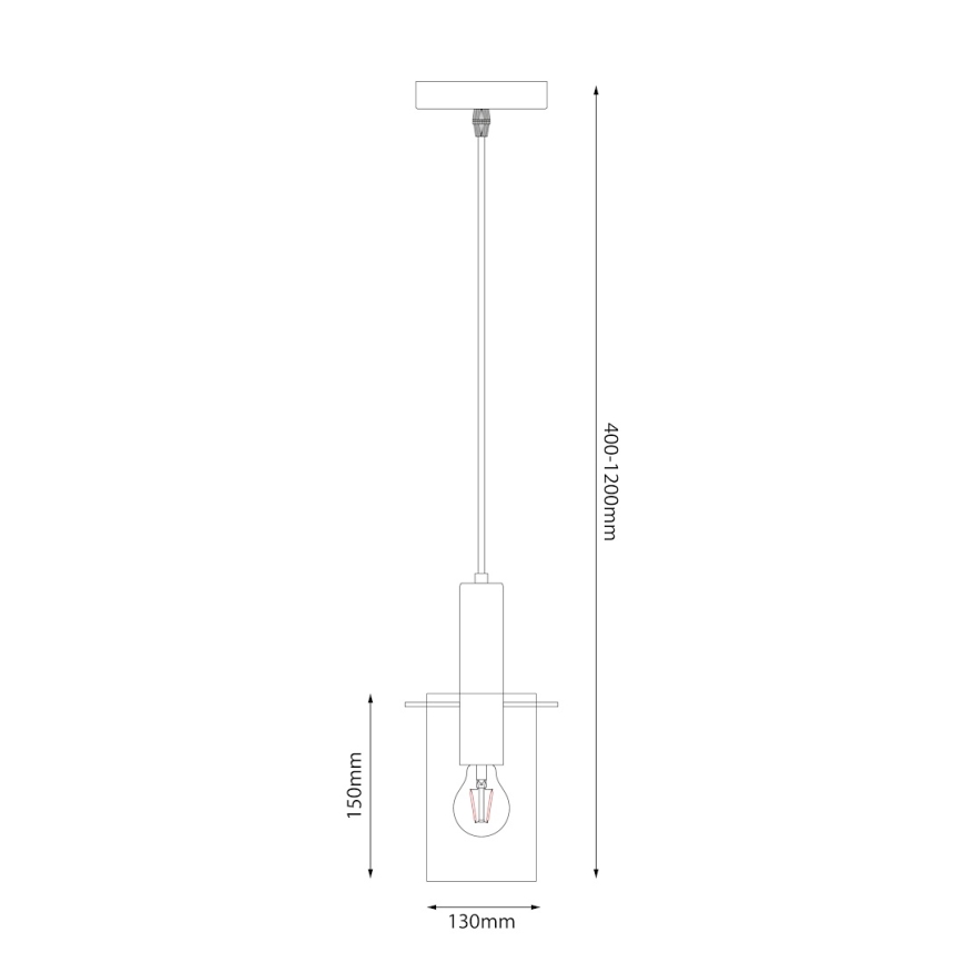 Suspension filaire ARCADIA 1xE27/60W/230V d. 13 cm noir/fumé