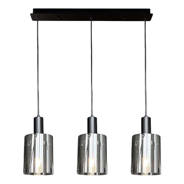 Suspension filaire ARCADIA 3xE27/60W/230V noir/fumé