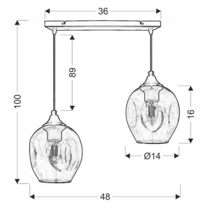 Suspension filaire ASPA 2xE27/40W/230V noir