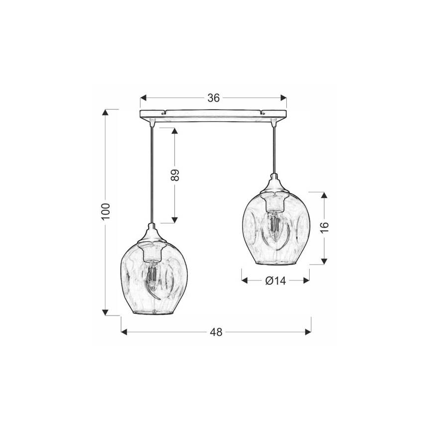Suspension filaire ASPA 2xE27/40W/230V noir