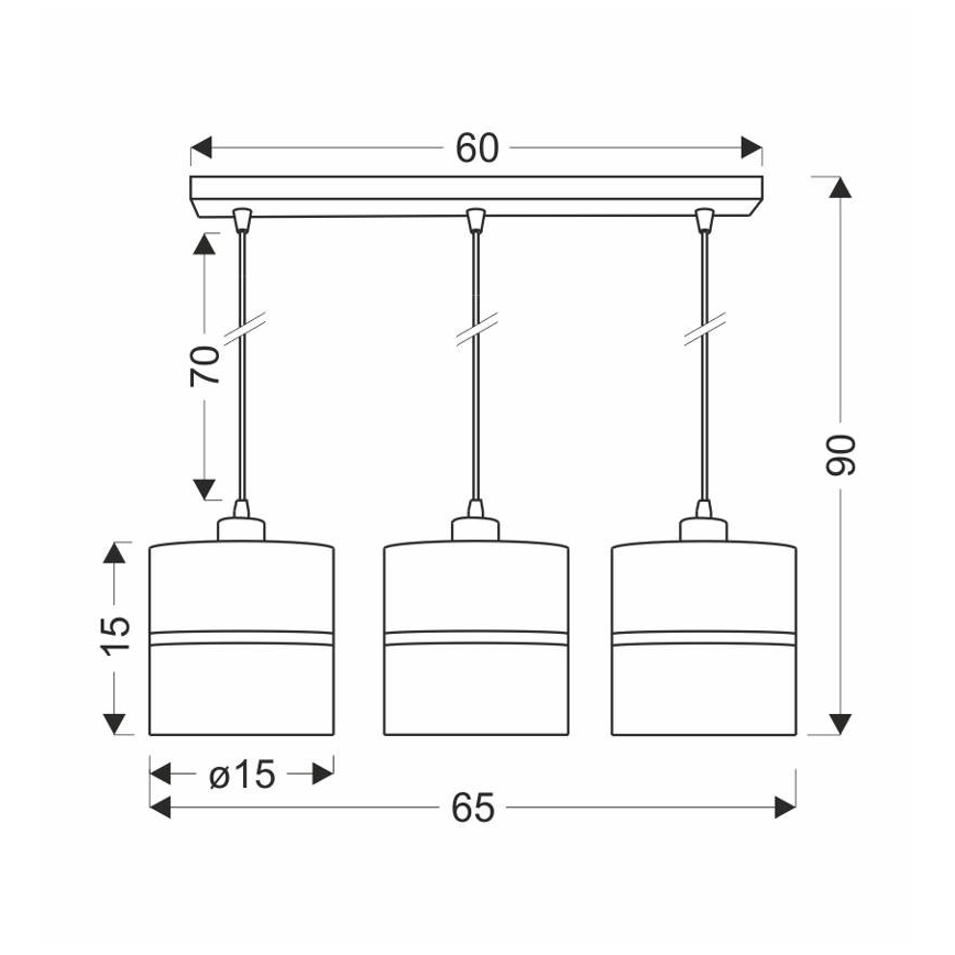 Suspension filaire ASSAM 3xE27/60W/230V noir