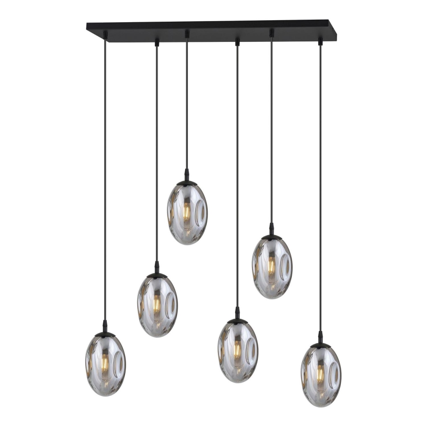 Suspension filaire ASTRAL 6xE14/10W/230V noir/fumé