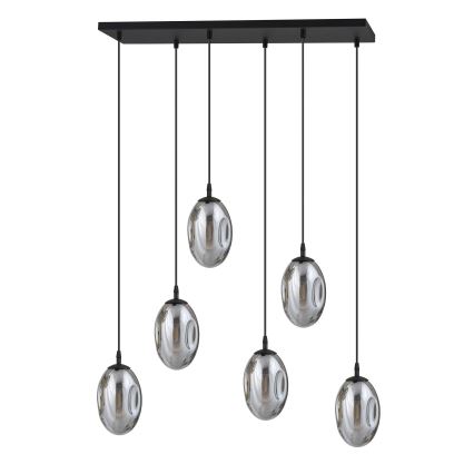 Suspension filaire ASTRAL 6xE14/10W/230V noir/fumé