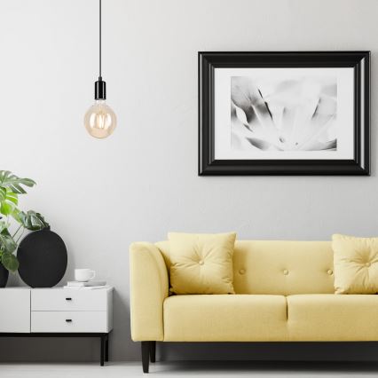 Suspension filaire ASTRID 1xE27/60W/230V noir brillant