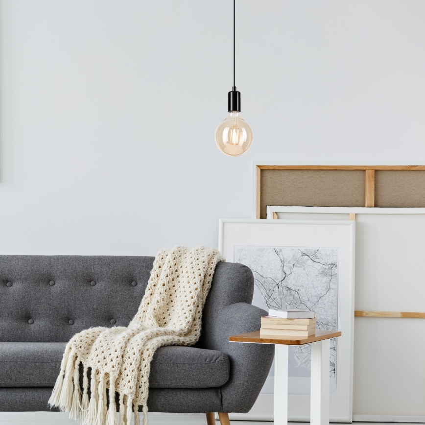 Suspension filaire ASTRID 1xE27/60W/230V noir brillant