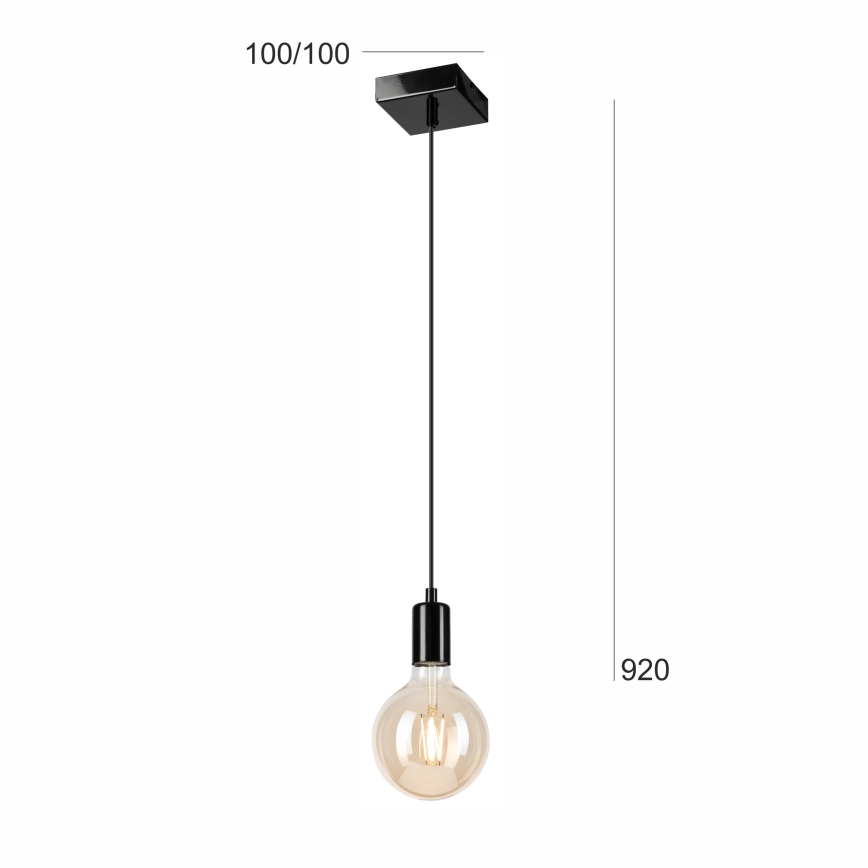 Suspension filaire ASTRID 1xE27/60W/230V noir brillant