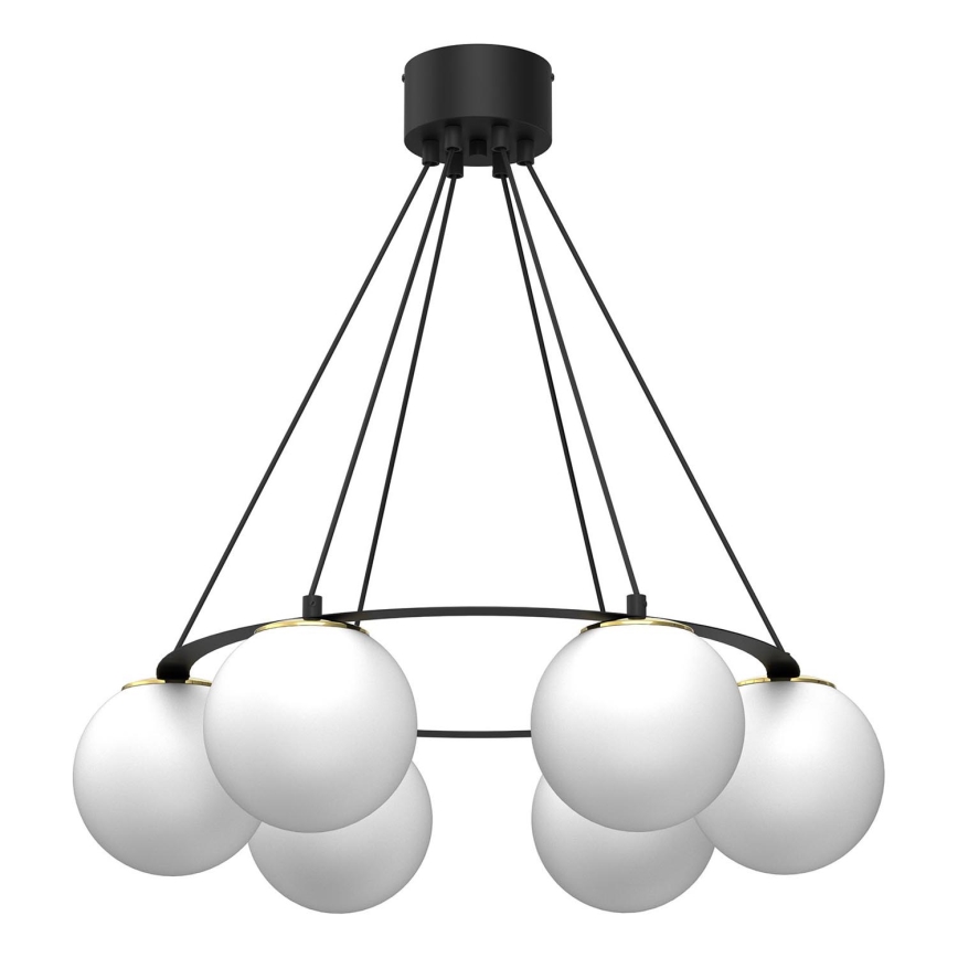 Suspension filaire BALLO 6xE27/15W/230V noir/blanc