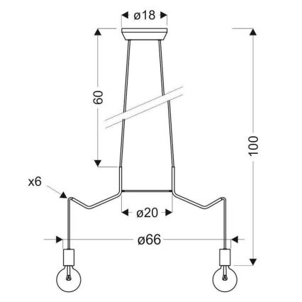 Suspension filaire BASSO 6xE27/40W/230V blanc