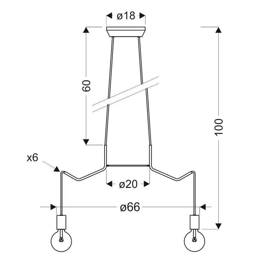 Suspension filaire BASSO 6xE27/40W/230V blanc