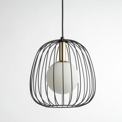 Suspension filaire BELL 1xG9/12W/230V d. 24 cm noir/doré
