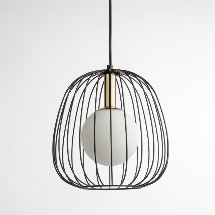 Suspension filaire BELL 1xG9/12W/230V d. 24 cm noir/doré