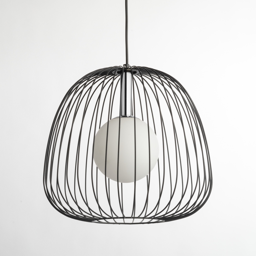 Suspension filaire BELL 1xG9/12W/230V d. 33 cm noir/chrome brillant