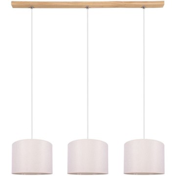 Suspension filaire BENITA 3xE27/40W/230V crème/chêne