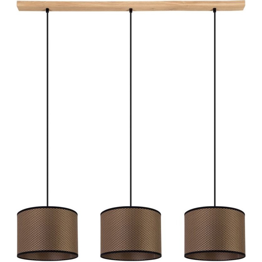 Suspension filaire BENITA 3xE27/40W/230V marron/chêne