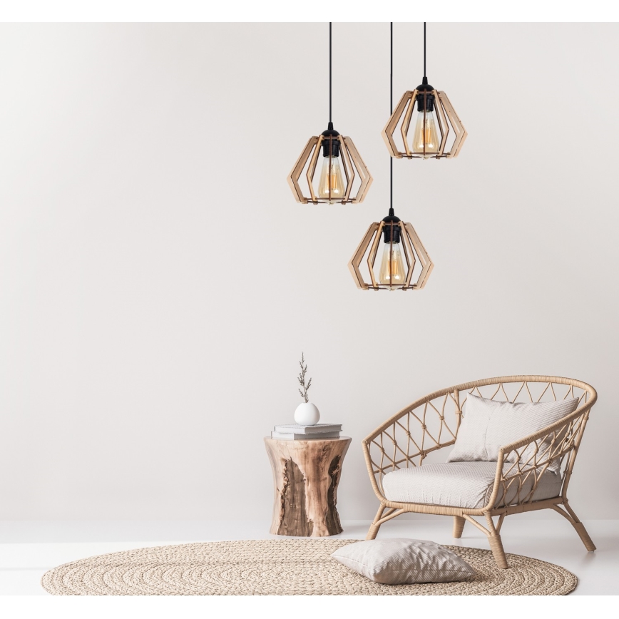 Suspension filaire BERGO 3xE27/60W/230V noire