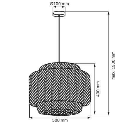 Suspension filaire BERTA 1xE27/20W/230V d. 50 cm bambou