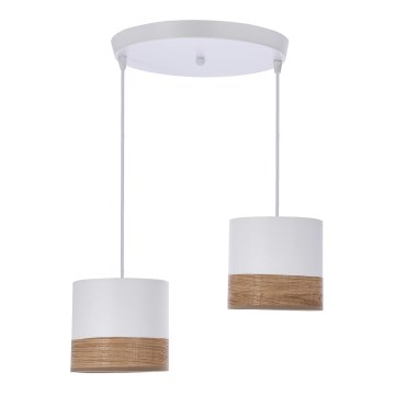 Suspension filaire BIANCO 2xE27/40W/230V blanc/marron