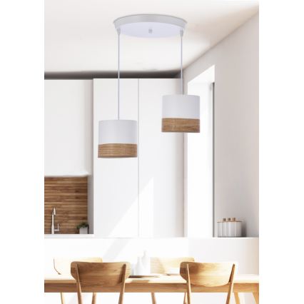 Suspension filaire BIANCO 2xE27/40W/230V blanc/marron