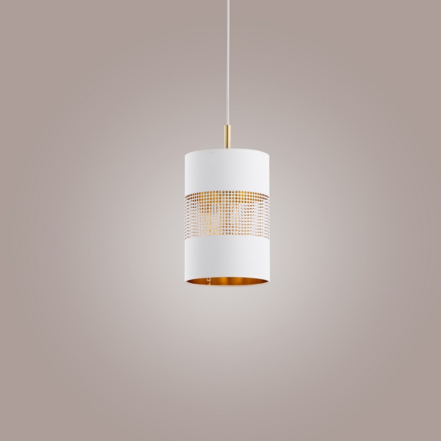Suspension filaire BOGART 1xE27/15W/230V blanche/dorée