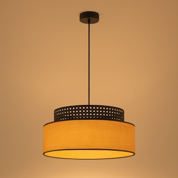 Suspension filaire BOHO 1xE27/60W/230V d. 40 cm noir/rotin