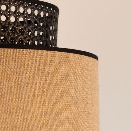 Suspension filaire BOHO 1xE27/60W/230V d. 40 cm noir/rotin