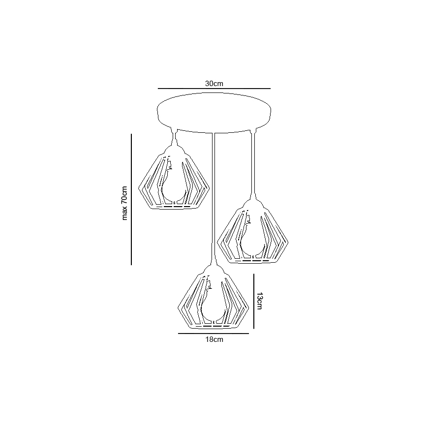 Suspension filaire CEED 3xE27/60W/230V blanc