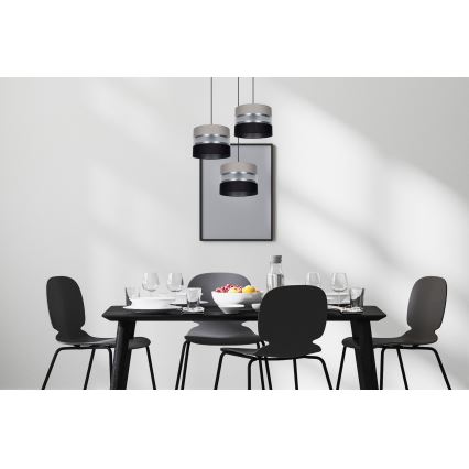 Suspension filaire CORAL 3xE27/60W/230V noir/gris/chrome mat d. 45 cm