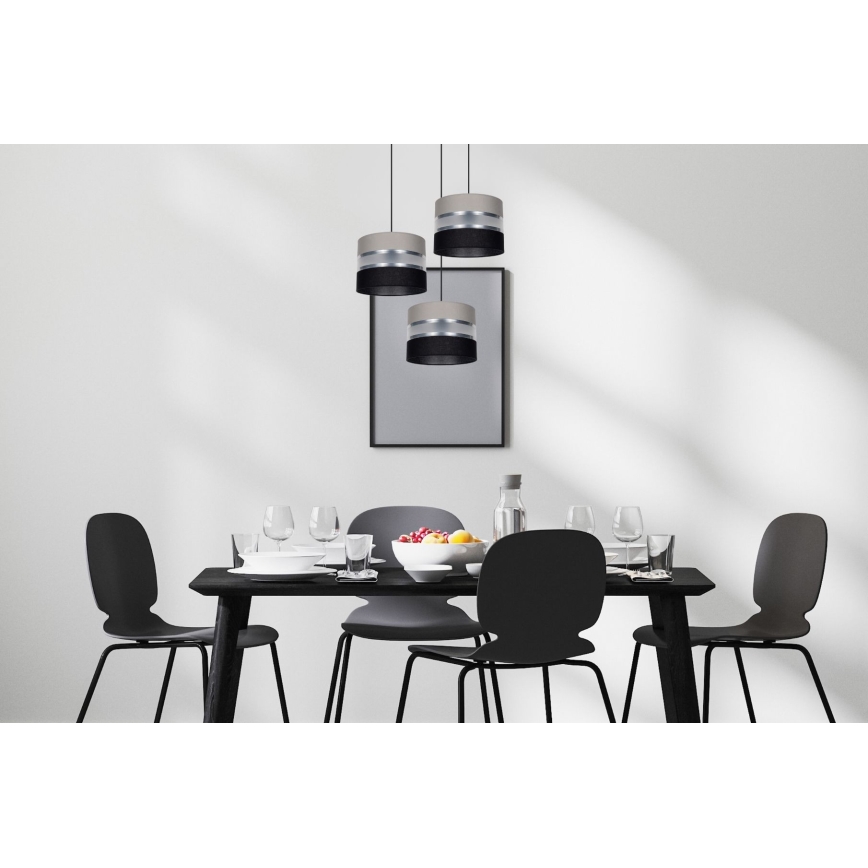 Suspension filaire CORAL 3xE27/60W/230V noir/gris/chrome mat d. 45 cm