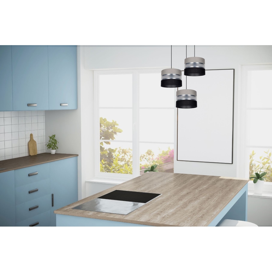 Suspension filaire CORAL 3xE27/60W/230V noir/gris/chrome mat d. 45 cm