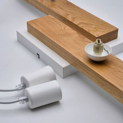 Suspension filaire CORTINA 2xE27/15W/230V + 2xG9/5W/230V blanc/chêne