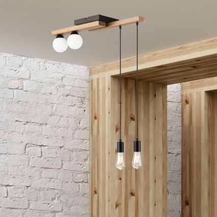 Suspension filaire CORTINA 2xE27/15W/230V + 2xG9/5W/230V noir/chêne