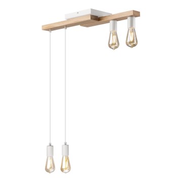 Suspension filaire CORTINA 4xE27/15W/230V blanc/chêne
