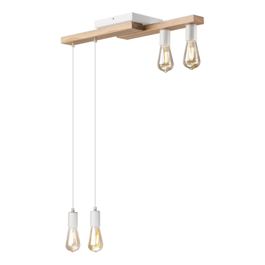 Suspension filaire CORTINA 4xE27/15W/230V blanc/chêne
