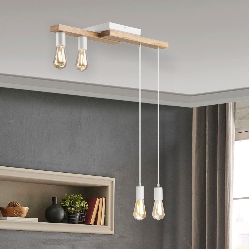 Suspension filaire CORTINA 4xE27/15W/230V blanc/chêne