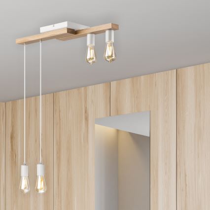 Suspension filaire CORTINA 4xE27/15W/230V blanc/chêne
