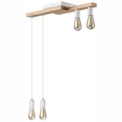 Suspension filaire CORTINA 4xE27/15W/230V blanc/chêne