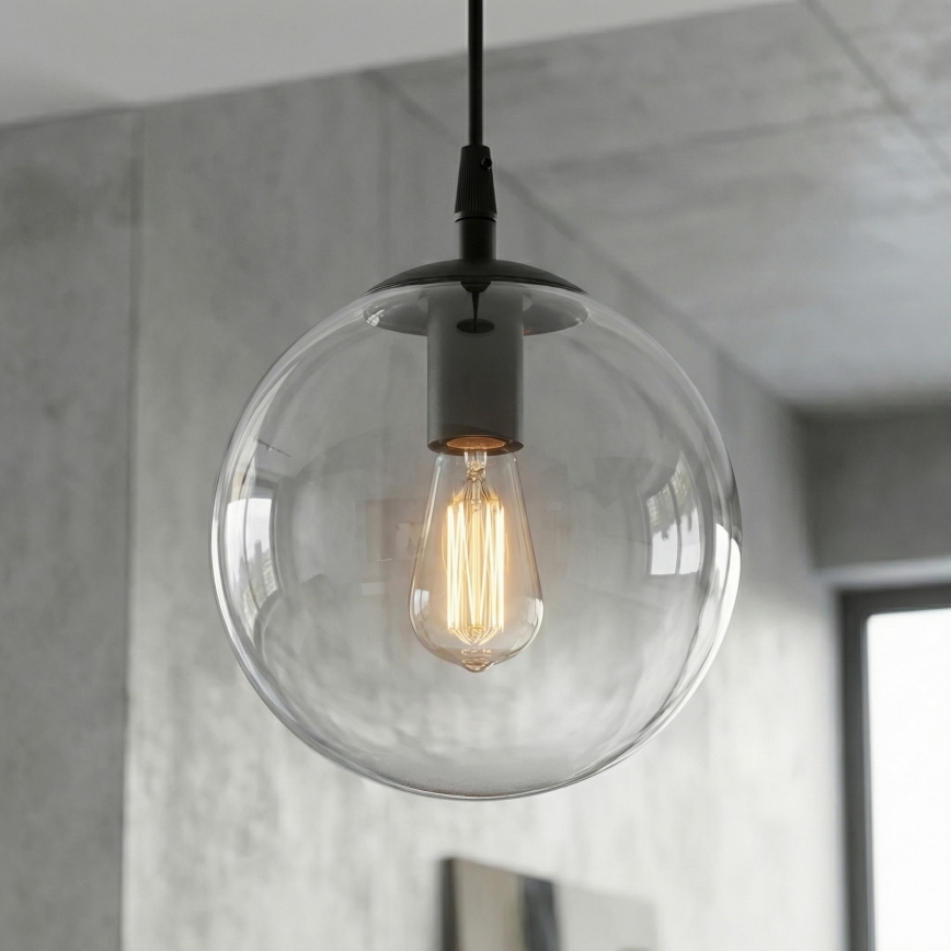 Suspension filaire COSMO 1xE14/10W/230V d. 14 cm noir/transparent