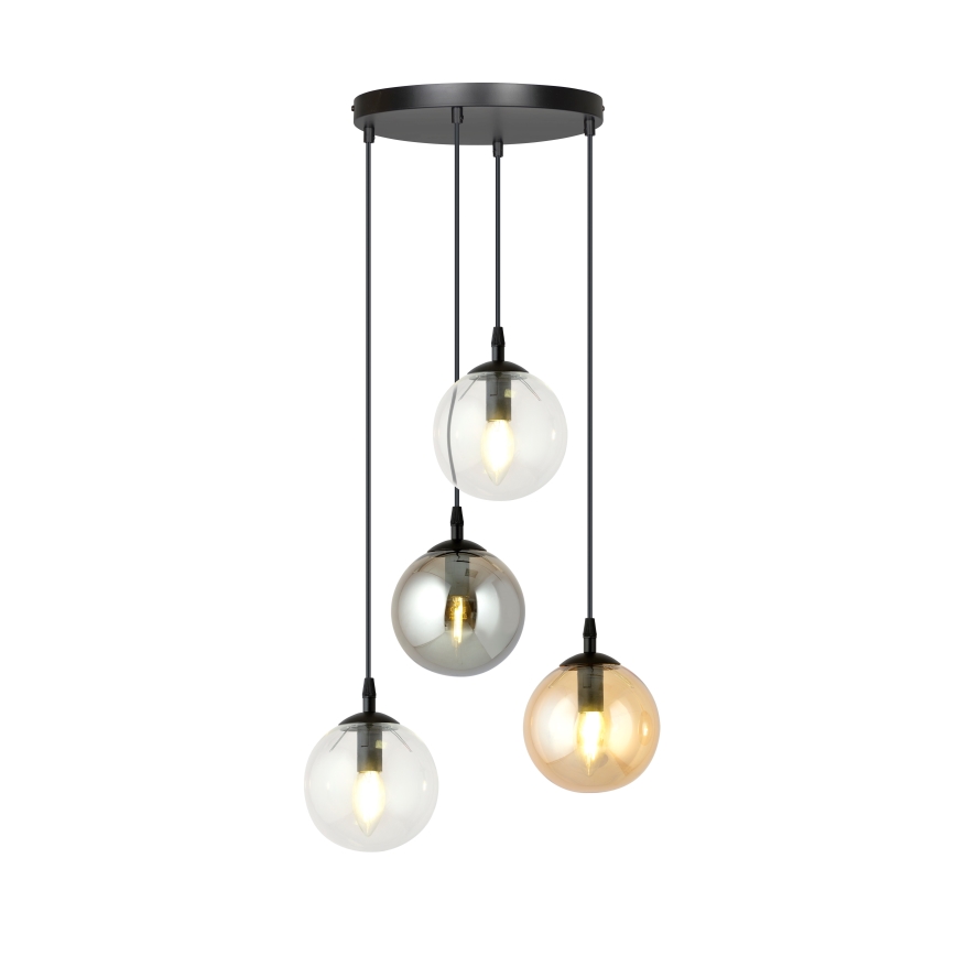 Suspension filaire COSMO 4xE14/10W/230V d. 40 cm noir/gris/beige/transparent