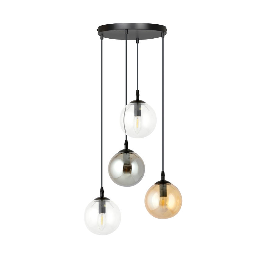 Suspension filaire COSMO 4xE14/10W/230V d. 40 cm noir/gris/beige/transparent