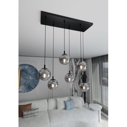 Suspension filaire COSMO 6xE14/10W/230V noir/gris