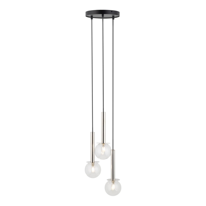 Suspension filaire DAISY 3xG9/12W/230V d. 27 cm chrome brillant/noir/transparent