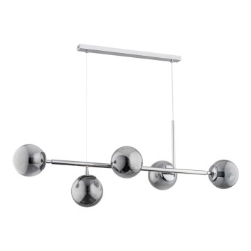 Suspension filaire DANSA 5xE14/10W/230V grise/chrome brillant