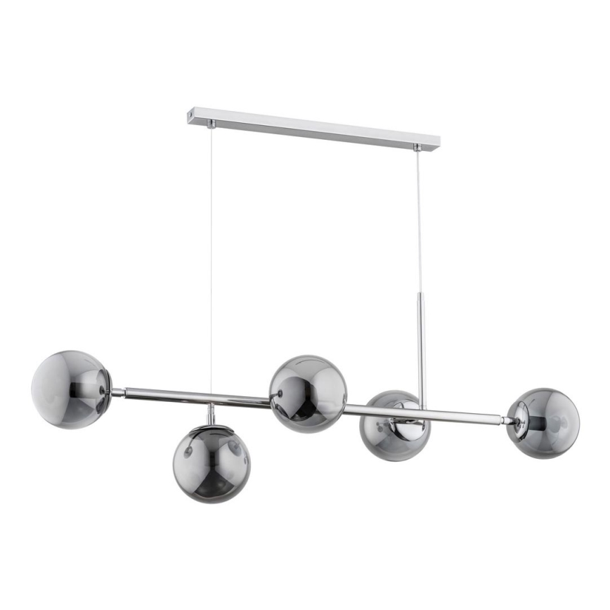 Suspension filaire DANSA 5xE14/10W/230V grise/chrome brillant