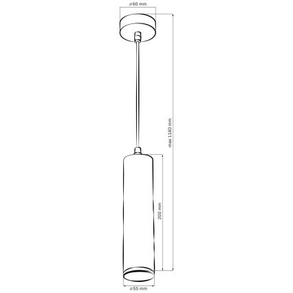 Suspension filaire de salle de bain TURYN 1xGU10/10W/230V IP44 noir