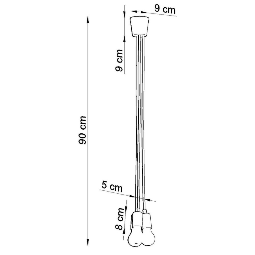 Suspension filaire DIEGO 3xE27/60W/230V orange