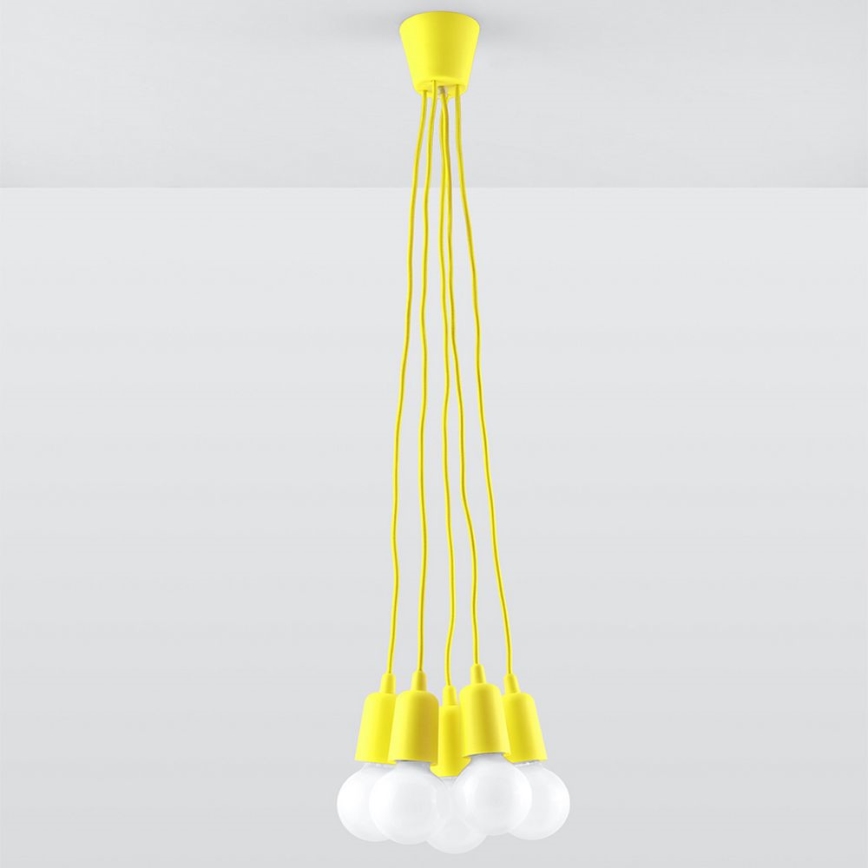 Suspension filaire DIEGO 5xE27/60W/230V jaune
