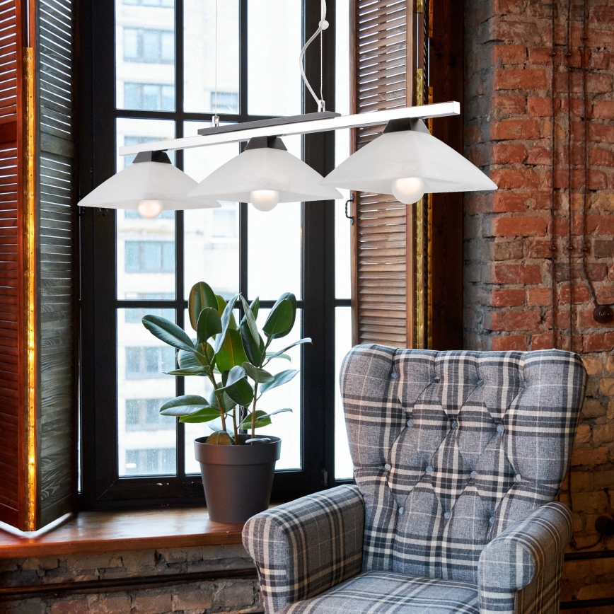 Suspension filaire ELA 3xE27/60W/230V hêtre