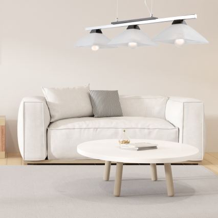Suspension filaire ELA 3xE27/60W/230V hêtre