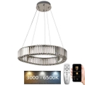 Suspension filaire en cristal à intensité variable LED/40W/230V 3000-6500K chrome brillant + télécommande